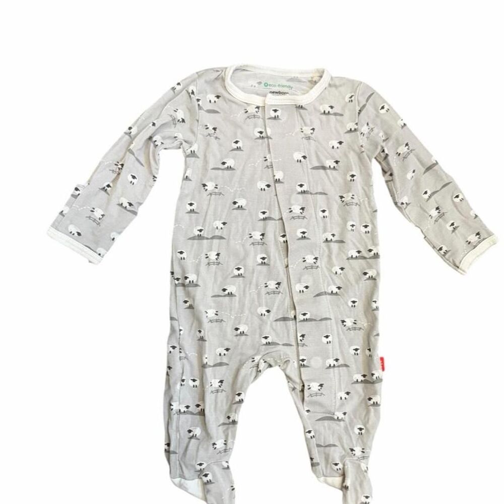Magnetic Me gray & white sheep print baby sleeper